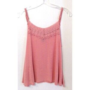 Vtg Y2K Rue21 Top Wn M Pink Babydoll Crochet Coquette Flowy Bella Swan Tank Cami